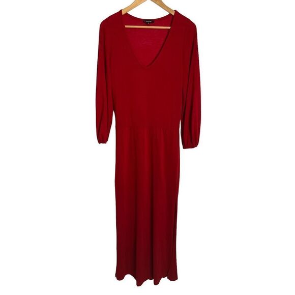 Drew anthropology red long sleeve maxi with slit - Picture 1 of 6